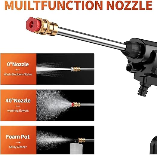48V Rechargeable High Pressure Washer - Wireless Water Spray Gun for Car, Bike & Garden Cleaning | Adjustable Nozzle & Hose Pipe Included